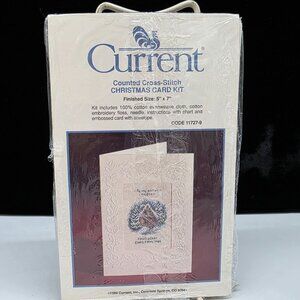 Counted Cross Stitch Christmas Card Kit Cabin Embossed Card & Envelope Current